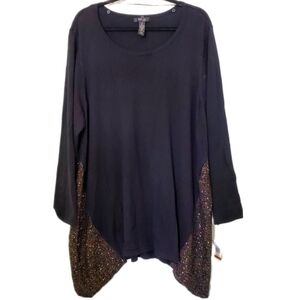 Style‎ & Co NWT Women's Long Sleeve Black & Metallic Knit Top